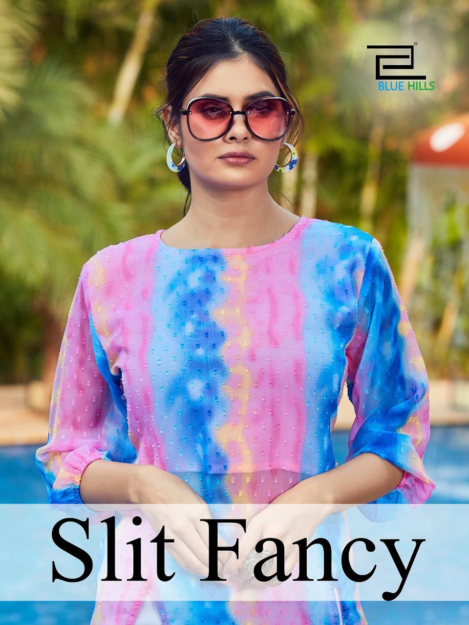 Blue Hills Slit Printed Regular Wear Georgette Designer Kurti Collection